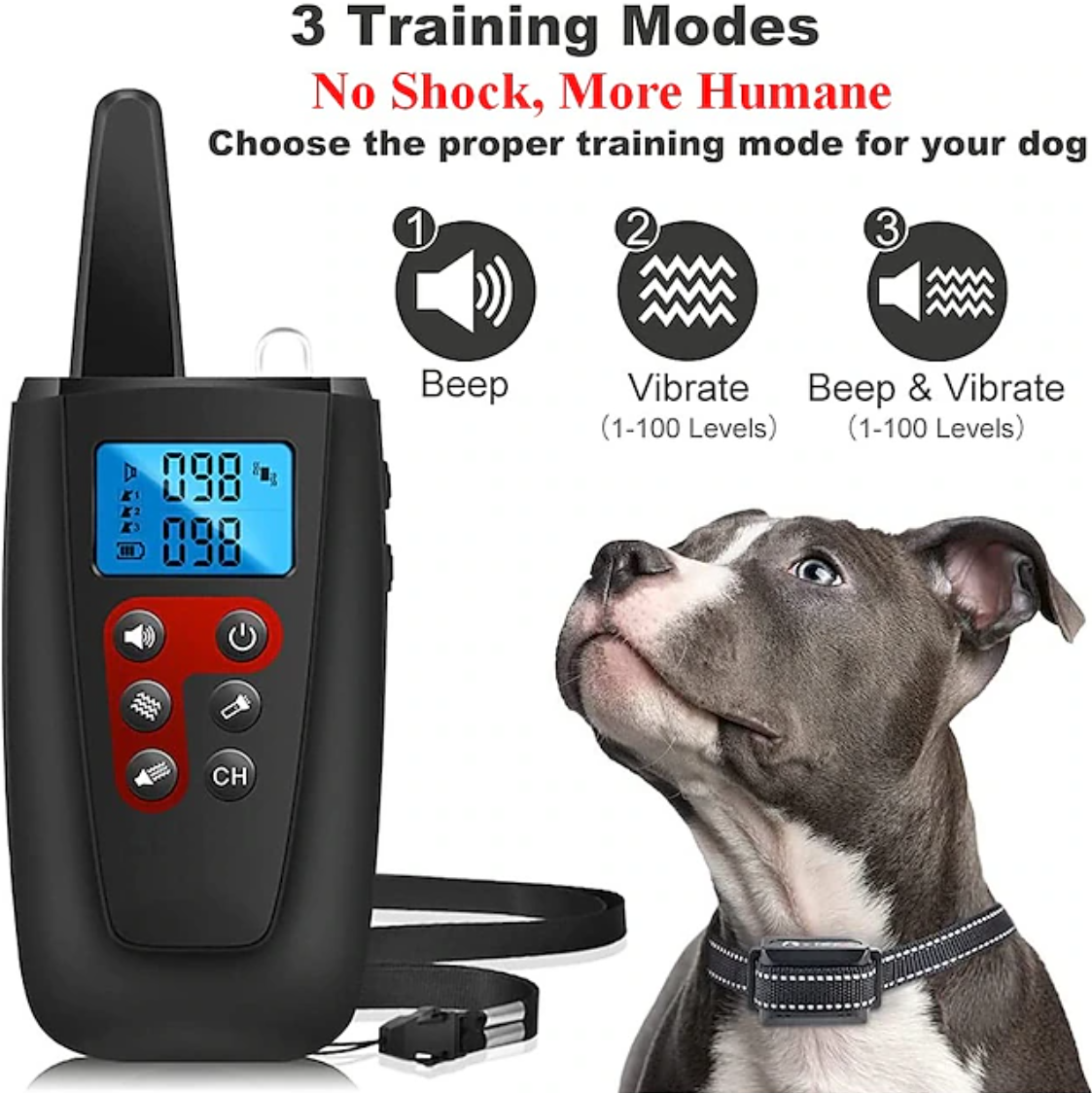 Non-Vibrating Dog Training Collar 3300 Foot Range Beeping Vibrating Pet Trainer