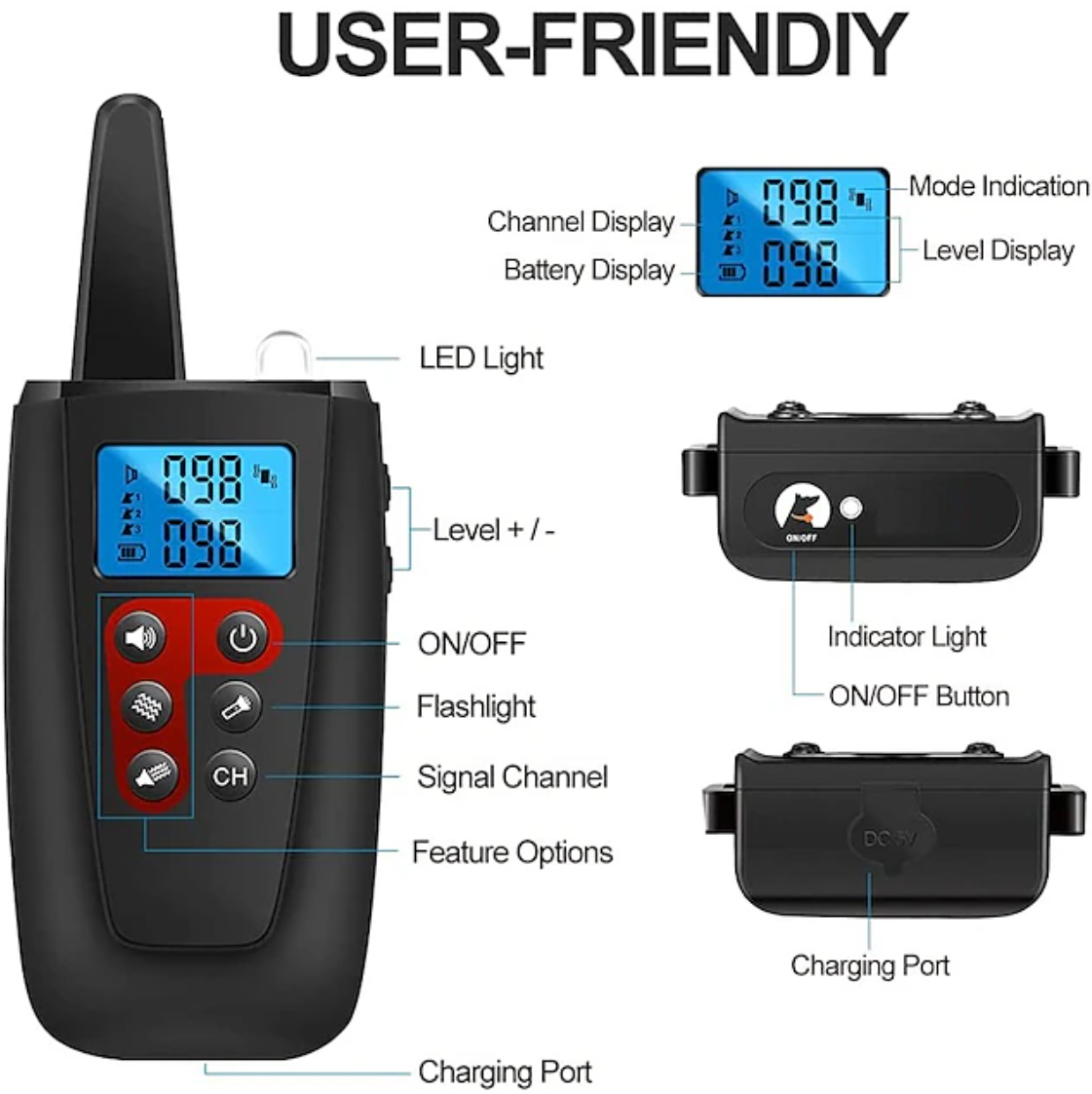 Non-Vibrating Dog Training Collar 3300 Foot Range Beeping Vibrating Pet Trainer